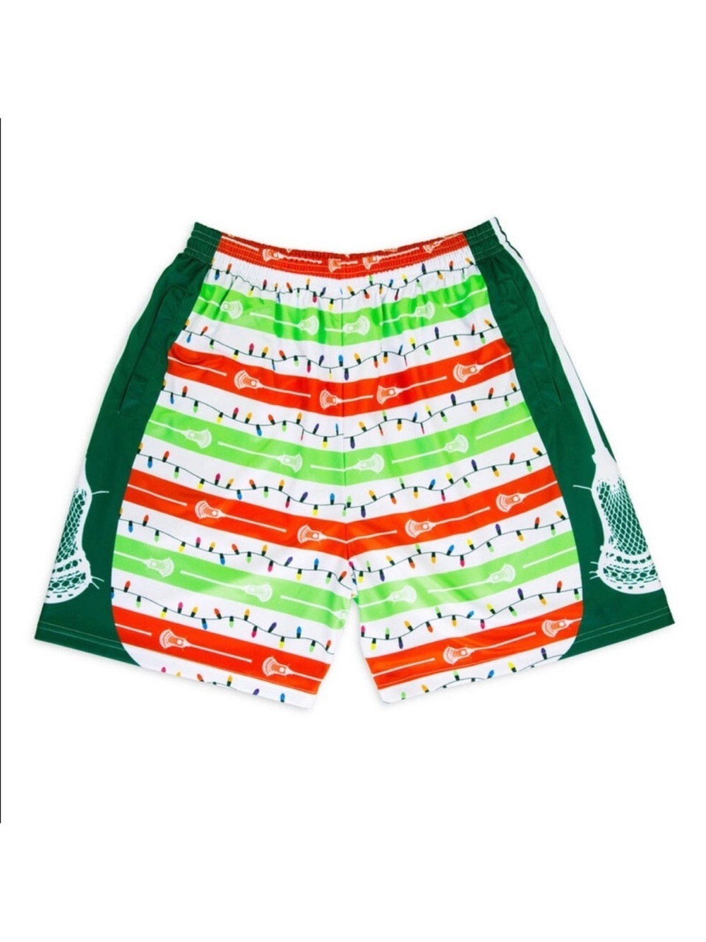 Chalktalk Sports Lacrosse Shorts Mens Medium Christmas Lights Lax White Green